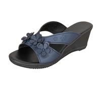 Sandalias Ortopedicas Comodas Mujer Verano Zapatillas de Verano Nuevas de Europa Y Unidos Con Fondo Grueso Y Flores Huecas Zapatillas Comercio Sandalias Mujer Tallas Grandes Chanclas (Navy 42)