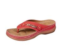 Sandalias ortopédicas de cuña para mujer, con puntera abierta, soporte de arco, para verano, caminar, playa, ajuste ancho, cómodas, talla del Reino Unido, zapatos de mujer, Red, 39.5 EU