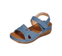 Sandalias ortopédicas de cuña para mujer, estilo retro, con correa cruzada, estilo retro, cómodas para el verano, para caminar en el jardín, Blue, 40.5 EU