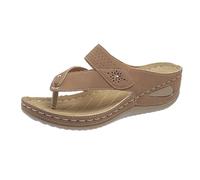 Sandalias ortopédicas de cuña para mujer, ligeras, cómodas, ajuste ancho, para caminar, viajar, antideslizantes, para playa, con soporte de arco, sandalias casuales para exteriores, Brown, 39 EU
