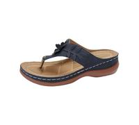 Sandalias ortopédicas de piel con soporte de arco para mujer, sandalias ortopédicas de piel con puntera abierta, para verano, playa, ajuste ancho, sandalias cómodas para mujer del Reino Unido, Blue