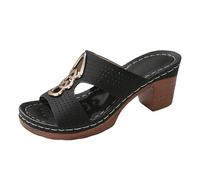 Sandalias ortopédicas de plataforma casual para mujeres sandalias mujeres zuecos mulas transpirable zapatos de jardín perforados zuecos playa deporte zapatillas piscina verano, Le Noir, 38 EU