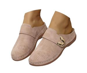 Sandalias ortopédicas de verano para mujer, con puntera cerrada, deslizadores anchos, sin cordones, informales, ortopédicas, transpirables, para verano, con hebilla, plataforma, zuecos, Pink, 36 2/3