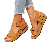 Sandalias ortopédicas de verano para mujer, lavables, transpirables, cómodas, informales, a la moda, de punto, plataforma, deportivas, informales, con plantilla suave, amarillo, 44