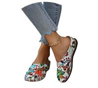 Sandalias Ortopédicas for Mujer Pantuflas Vintage Con Estampado Floral Pantuflas Cerradas De Verano Zapatillas De Pies Anchos Slippers De Cuña Con Plataforma De Goma Zapatos De Playa(White,37 EU)