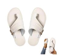 Sandalias ortopedicas mujer juanetes, Mujer sandalias con punta abierta moda Cuero de la PU Dedo Gordo del pie Corrector Sandalias Zapatillas de Verano Zapatos de Playa(Size:EU 40,Color:White)