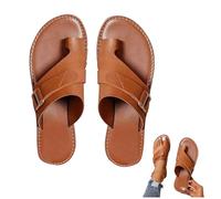Sandalias ortopedicas mujer juanetes, Mujer sandalias con punta abierta moda Cuero de la PU Dedo Gordo del pie Corrector Sandalias Zapatillas de Verano Zapatos de Playa(Size:EU 39.5,Color:Brown)