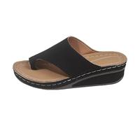 Sandalias Ortopédicas Mujer Sandalias De Cuero De Punta Abierta Para Mujeres Sandalia Mujer Ortopédica Cuña Con Banda Cruzada Zapatillas De Verano Cómodas Anatómicas Hecho En Italia, Le Noir, 39 EU