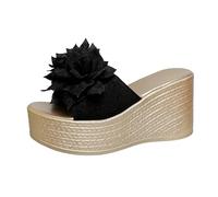 Sandalias Ortopedicas Mujer Verano-Sandalias de verano para mujer, con plataforma, tacón alto y suela gruesa, con flores y una palabra