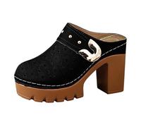 Sandalias Ortopédicas Mujer Verano Zapatos Cómodo Plataforma Zapatillas Cuña Antideslizante Sandalia Punta Cerrada Chic Moda Transpirable Zapatillas De Tacón Bloques Sandalias De Playa Ocio, Negro