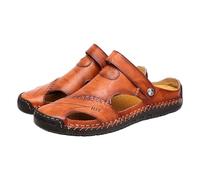 Sandalias ortopédicas para hombre, de ajuste ancho, para verano, playa, gruesas, con soporte de arco, cómodas, transpirables, puntera abierta, malla hueca, sandalias para caminar, Brown, 10 UK