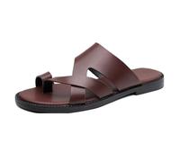 Sandalias Ortopédicas Para Hombre, Sandalias De Verano Cuero Sin Cordones Modernas Con Punta Abierta Y Corrector De Juanetes, Elegantes Chanclas Deportivas Impermeables Para Exteriores(Dark brown,48 E