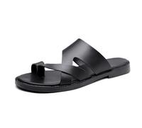 Sandalias Ortopédicas Para Hombre, Sandalias De Verano Cuero Sin Cordones Modernas Con Punta Abierta Y Corrector De Juanetes, Elegantes Chanclas Deportivas Impermeables Para Exteriores(Black,43 EU)