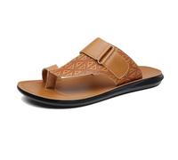 Sandalias Ortopédicas Para Hombre Talla Grande, Sandalias De Cuero Transpirables Juanetes De Moda Y Verano Hombre, Chanclas Casuales Antideslizantes Con Dedo, Para Papá, Cumpleaños(Light brown,41 EU)