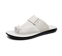 Sandalias Ortopédicas Para Hombre Talla Grande, Sandalias De Cuero Transpirables Juanetes De Moda Y Verano Hombre, Chanclas Casuales Antideslizantes Con Dedo, Para Papá, Cumpleaños(White,45 EU)