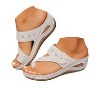 Sandalias ortopédicas para mujer 2026 | Chanclas elegantes de ancho ancho con soporte de arco | Sandalias cómodas para caminar y pantuflas sin cordones, cuña casual de verano para la playa, White, 38