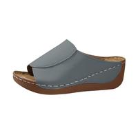 Sandalias ortopédicas para mujer, cómodas con tacón, sandalias de cuña, sandalias de playa, informales, zapatos descalzos, zapatos de verano, elegantes, sandalias antideslizantes de tacón, gris, 36 EU