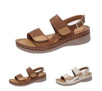 Sandalias ortopédicas para mujer, con cojín suave, a la moda, para yoga, cómodas, planas, puntera abierta, zapatos casuales de verano para caminar al aire libre con correa ajustable, Brown, 40 EU
