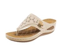 Sandalias ortopédicas para mujer, con soporte de arco, sandalias de cuña de ajuste ancho, sandalias de espuma viscoelástica, pantuflas para fascitis plantar, sandalias de verano, White, 37 EU