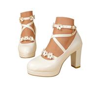 Sandalias ortopédicas para mujer cuña, tobillera, escote bajo, adornadas con motivos florales, ideales para exteriores. Sandalias de cuña Mujer Elegante Sandalia Mujer, blanco, 39 EU