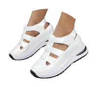 Sandalias ortopédicas para mujer del Reino Unido, suela suave, puntera redonda, cerrada, soporte de arco, sandalias de cuña ajustables, cómodas, informales, para caminar, elegantes, de negocios