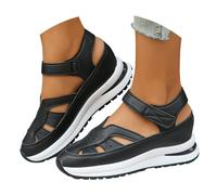 Sandalias ortopédicas para mujer del Reino Unido, suela suave, puntera redonda, cerrada, soporte de arco, sandalias de cuña ajustables, cómodas, informales, para caminar, elegantes, de negocios