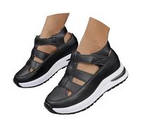 Sandalias ortopédicas para mujer del Reino Unido, suela suave, puntera redonda, cerrada, soporte de arco, sandalias de cuña ajustables, cómodas, informales, para caminar, elegantes, de negocios