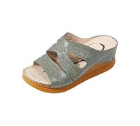 Sandalias ortopédicas para mujer elegantes oferta sandalia con punta abierta Empeine de piel Sandalias con cuña moda zapatos senderismo deportivos Shoes antideslizante goma suelas niña piscina casa