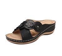 Sandalias ortopédicas para mujer Hallux Valgus Zapato Compensee Mujer Verano Sandalias Cuñas con banda cruzada Zapatillas de verano anatómicas cómodas, fabricadas en Italia, Le Noir, 39 EU
