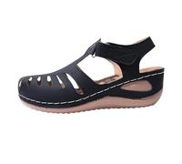 Sandalias ortopédicas para mujer inspiradas en gladiadores del Reino Unido, correas enjauladas, hebilla ajustable, cuña con soporte de arco, pescador, puntera cuadrada, sandalias planas de cuero