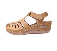 Sandalias ortopédicas para mujer inspiradas en gladiadores del Reino Unido, correas enjauladas, hebilla ajustable, cuña con soporte de arco, pescador, puntera cuadrada, sandalias planas de cuero
