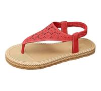 Sandalias ortopédicas para mujer, sandalias abiertas, sandalias de verano bohemias, sandalias romanas, sandalias de mujer, sandalias planas, antideslizantes, cómodas, para vacaciones en la playa, rojo