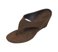 Sandalias ortopédicas para mujer, sandalias de cuña bajas, para mujer, modernas y elegantes, punta cuadrada abierta, chanclas de verano para la playa, tacones entre dedos Alpargatas elegantes, marrón