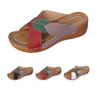 Sandalias ortopédicas para mujer, sandalias de verano cómodas con plantilla para mujer, sandalias transpirables, cómodas y suaves, sandalias de playa con cuña, sandalias romanas, rojo, 41 EU