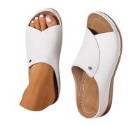 Sandalias ortopédicas para mujer, sandalias elegantes de verano con plantilla ergonómica, zapatos de verano, pantuflas de verano, suelas suaves, sandalias de playa con boca de pez, Blanco, 36 EU
