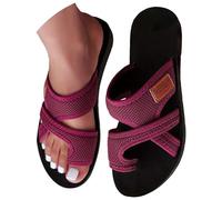 Sandalias ortopédicas para mujer, sandalias peep toe con separadores de dedos de malla, sandalias de dedo del pie, sandalias ligeras, transpirables, sandalias informales, tallas 36-45, Rojo2, 39