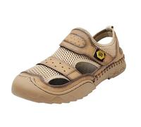 Sandalias para hombre, puntera abierta, ajustable, doble hebilla, plantilla impermeable, soporte de arco, sandalias de ajuste ancho para hombre, Reino Unido, Khaki, 7.5 UK XX-Narrow