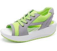 Sandalias para muffins con cordones y paneles de contraste, sandalias de malla antideslizantes para verano 2024, Green, 38.5 EU