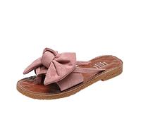 Sandalias para mujer, a la moda, lisas, planas, con lazo, informales, suaves, talla 7, Pink, 38 EU