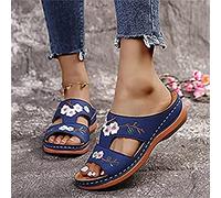 Sandalias para Mujer Casual Verano Bordado Cómodas Cuñas Suaves Sandalias Casual Zapatillas Antideslizantes Verano Playa Sandalias Diarias Sandalias de Viaje al Aire Libre para Mujer,Marrón,US10/EU42