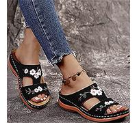 Sandalias para Mujer Casual Verano Bordado Cómodas Cuñas Suaves Sandalias Casual Zapatillas Antideslizantes Verano Playa Sandalias Diarias Sandalias de Viaje al Aire Libre para Mujer,Marrón,US10/EU42