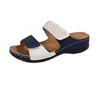 Sandalias para mujer, cómodas cuñas - Sandalia ortopédica para mujer, ancho desnudo, pies de caminata, tapetes antideslizantes, zapatos de gran tamaño, desnudos, pies, plataforma abierta, Sky Blue, 36
