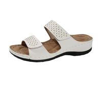 Sandalias para mujer, cómodas cuñas - Sandalia ortopédica para mujer, ancho desnudo, pies de caminata, tapetes antideslizantes, zapatos de gran tamaño, desnudos, pies, plataforma abierta, blanco, 36