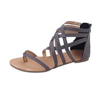 Sandalias para mujer, cómodas planas, sandalias para mujer, espartano, verano, tapetes de playa, zapatos con cordón desnudo, antideslizante, con tapa abierta, sandalette transpirable, zapato liso