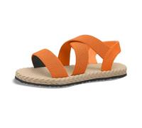 Sandalias para mujer con costuras ahuecadas y tacón inferior grueso, talla grande, puntera abierta, informales, para playa, vacaciones, Orange, 36.5 EU