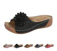 Sandalias para mujer con plantilla ligeras, zuecos y pantuflas para mujer, tacón de cuña, zapatillas, traseras, abiertas, para caminar en interiores y exteriores, sandalias de suela sólida, cómodas