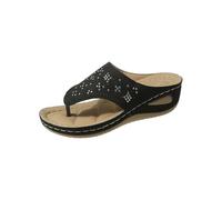 Sandalias para mujer con plantilla: sandalias de cuña, sandalias con plataforma con cuña, zapatos de playa, deslizantes, antideslizantes, zapatos de verano, sandalias de verano, Negro , 39 EU