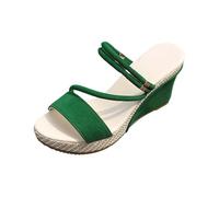 Sandalias para mujer con tacón, alpargatas de cuña, elegantes, zapatos de tacón, informales, puntera abierta, zapatos de verano, cómodos zapatos altos para exteriores, vacaciones, ocio y vida