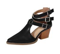 Sandalias para mujer con tacón de bloque - Tacones altos para mujer con tiras - Zapatos de punta cuadrada Zapatos de noche Sandalias cerradas Hebilla Zapatos de noche Elegantes zapatos de tacón alto