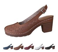 Sandalias para mujer con tacón delantero cerrado, zapatos de tacón para mujer, elegantes sandalias de tacón de bloque con correa con hebilla, transpirables, cómodas sandalias de cuña, sandalias